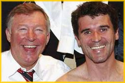 Roy Keane with Sir Alex Ferguson