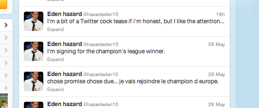 Eden Hazard twitter mock up