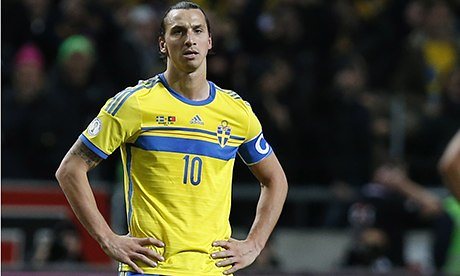 Zlatan Ibrahimovic playing for Sweden 