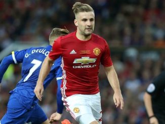 Luke Shaw playing against Everton at Old Trafford